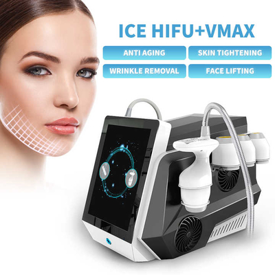 Máquina Hifu portátil de enfriamiento de hielo de alta potencia Vmax enfocada Smas Lifting Cuidado de ojos Máquina Hifu
